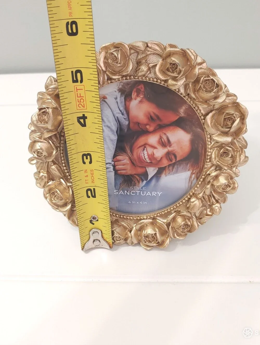 Style sanctuary ornate gold rose 2 round photo frame shabby elegant home decor